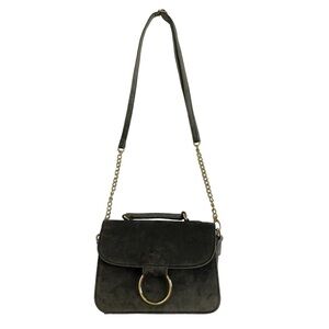 Cato Crushed Velvet Gray Gold‎ Crossbody Purse Adjustable Removable Strap Chain